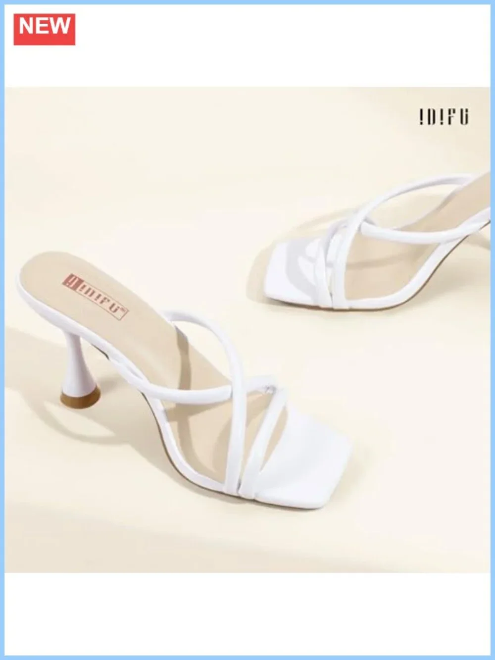 Women's Strappy Kitten Heel Sandals Square Open Toe Slip-On Wedge